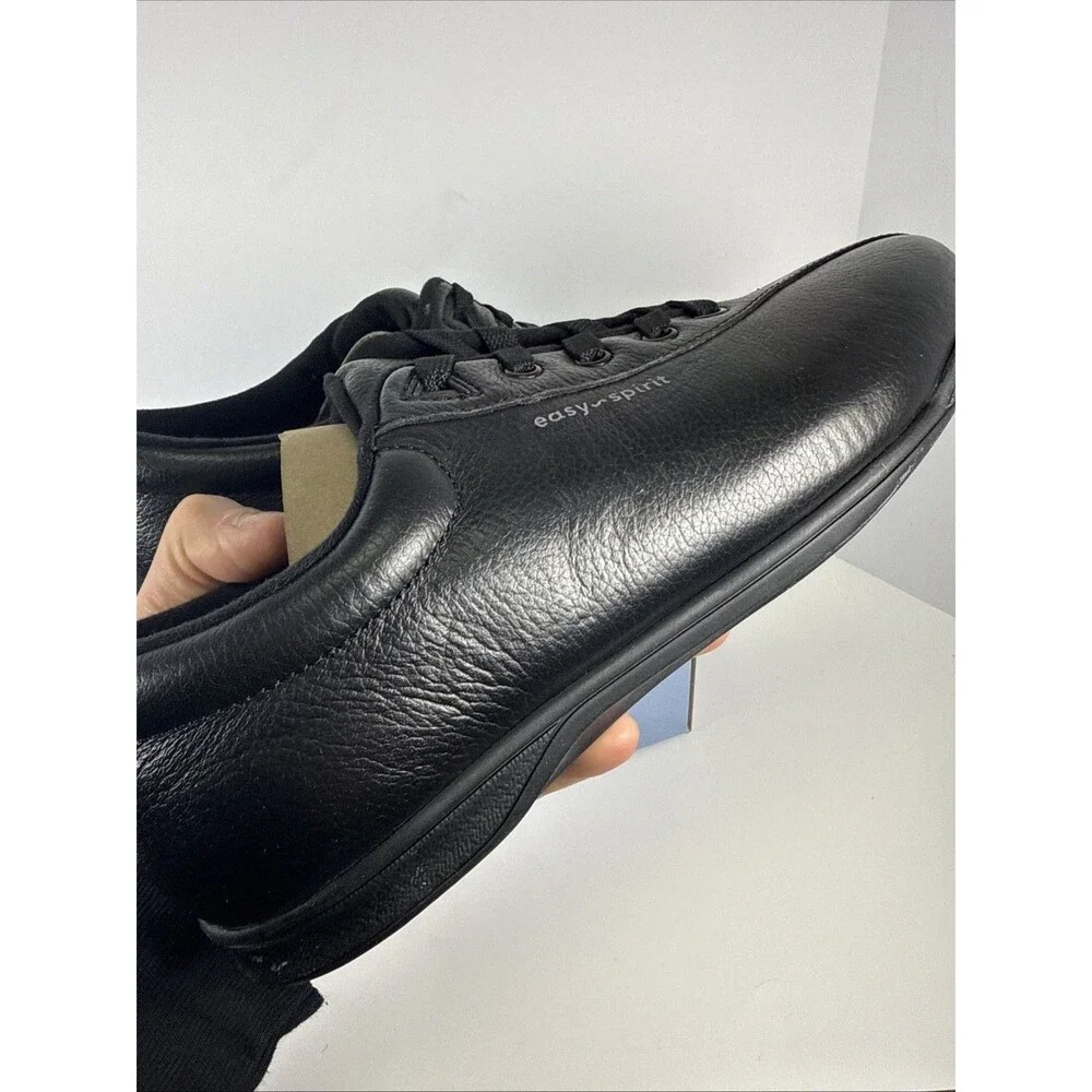 Easy Spirit Women's AP Lightweight Walking Sneakers Black Leather Size 8